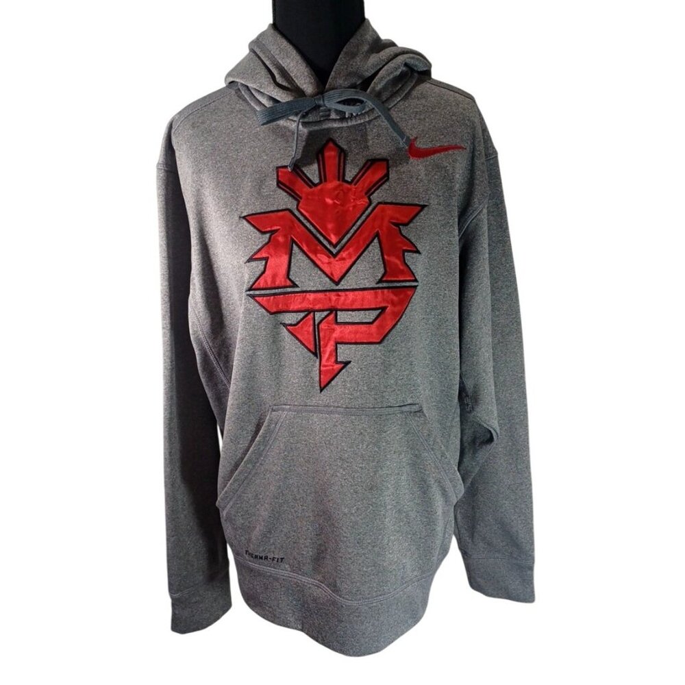 Rare NWOT Small Nike Manny Pacquiao Pullover Boxing Hoodie therma gray Men's S - Picture 2 of 10